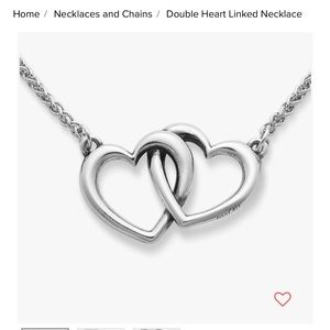 James Avery double heart necklace. In perfect condition. Professionally cleaned.